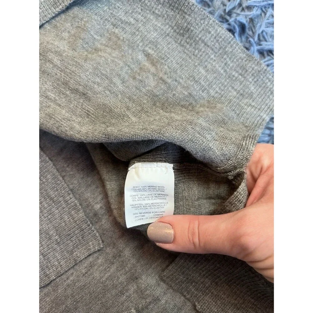 J.CREW Light Gray Merino Wool Relaxed Turtleneck Sweater Size XS